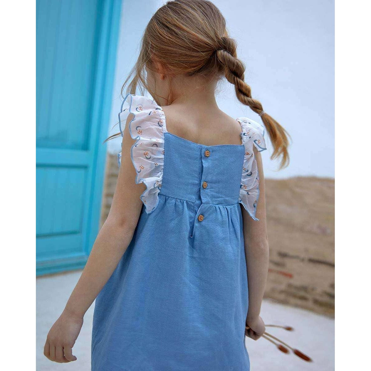 Dadati Chiffon Ruffles Linen Dress