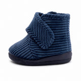 Cienta Shoes Corduroy Navy Slipper Bootie, back view
