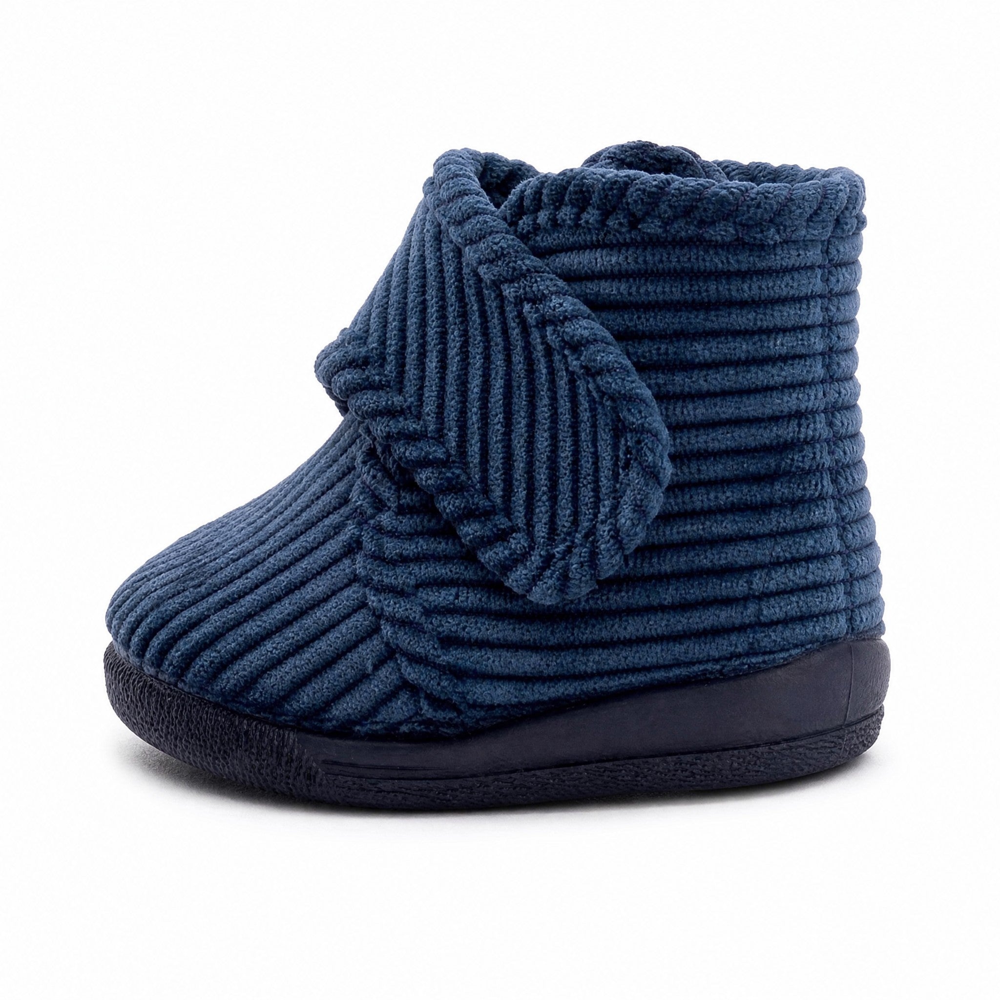 Cienta Shoes Corduroy Navy Slipper Bootie, back view