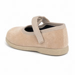 Cienta Shoes Beige Velvet Mary Jane Shoes, back view