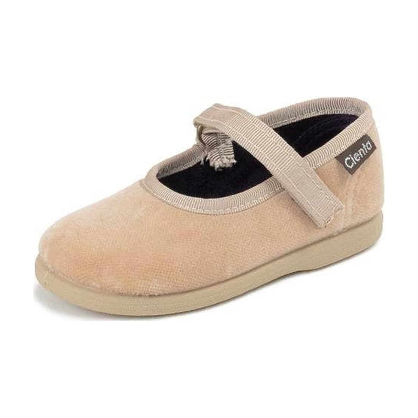Cienta Shoes Beige Velvet Mary Jane Shoes