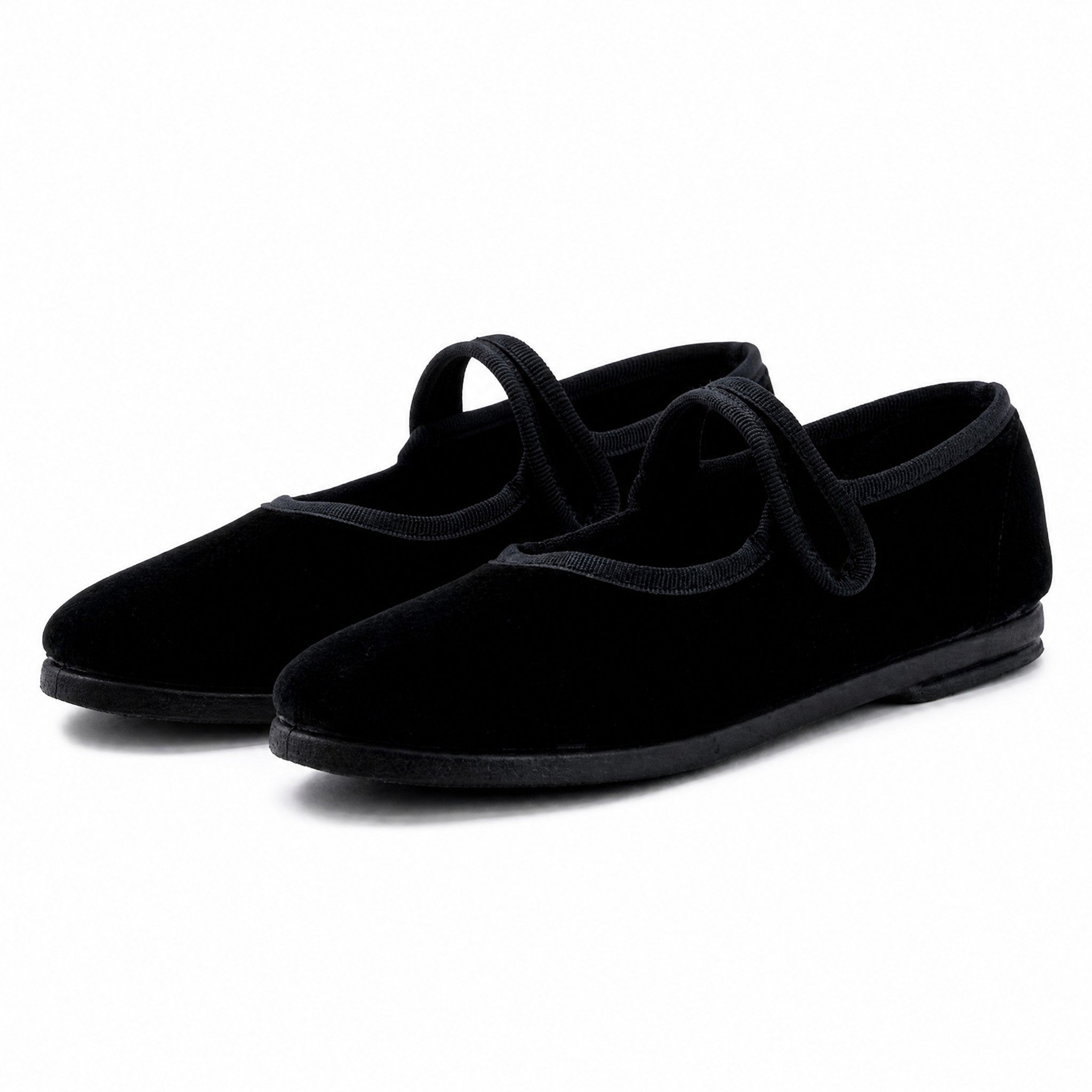 Cienta Shoes Black Velvet Mary Jane, three quarter view
