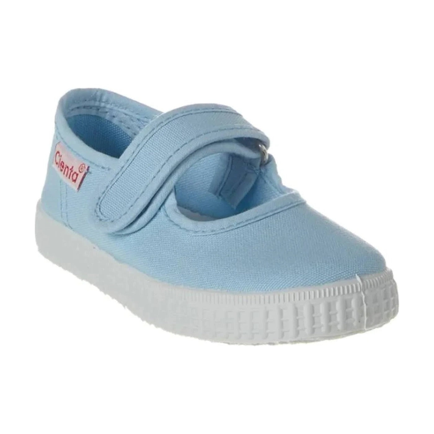 Cienta Shoes Canvas T-Strap Shoes - Light Blue
