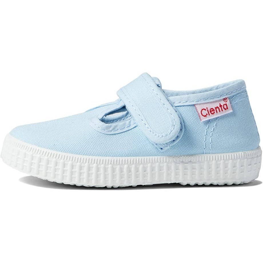 Cienta Shoes Canvas T-Strap Shoes - Light Blue