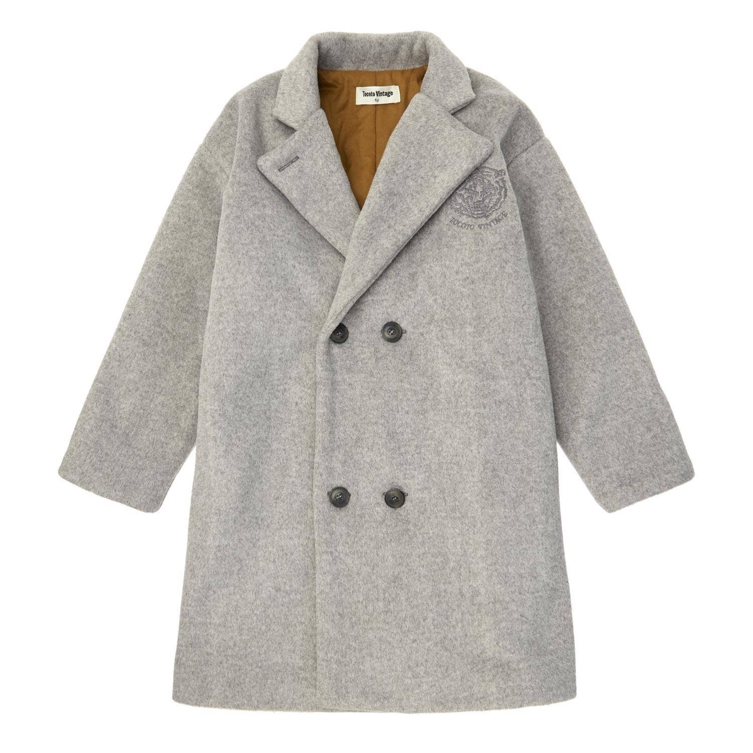 Embroidered Grey Trench Coat by Tocoto Vintage