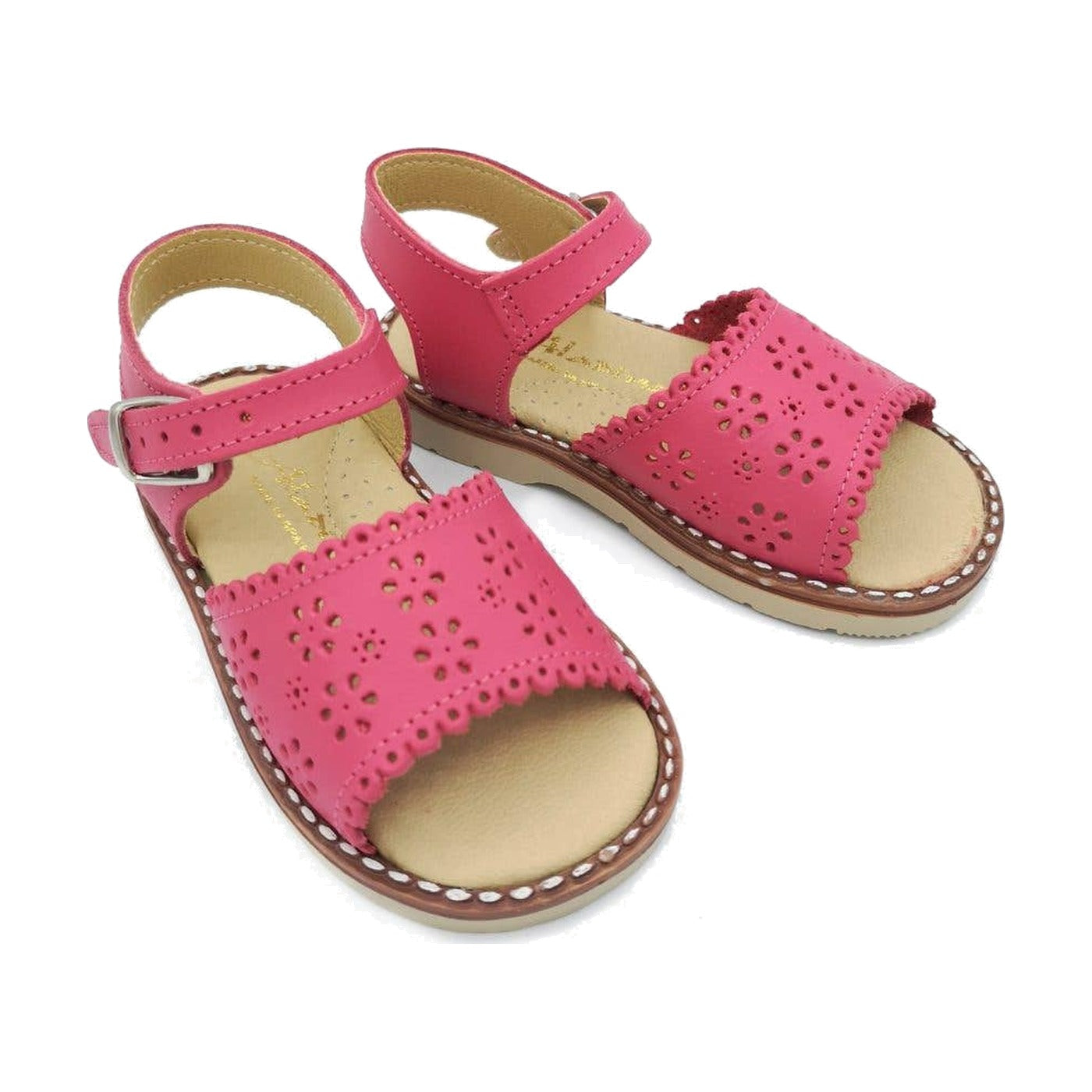 Aladino Classic Leather Sandals with Buckle, Fuchsia (EU 22 & 29)