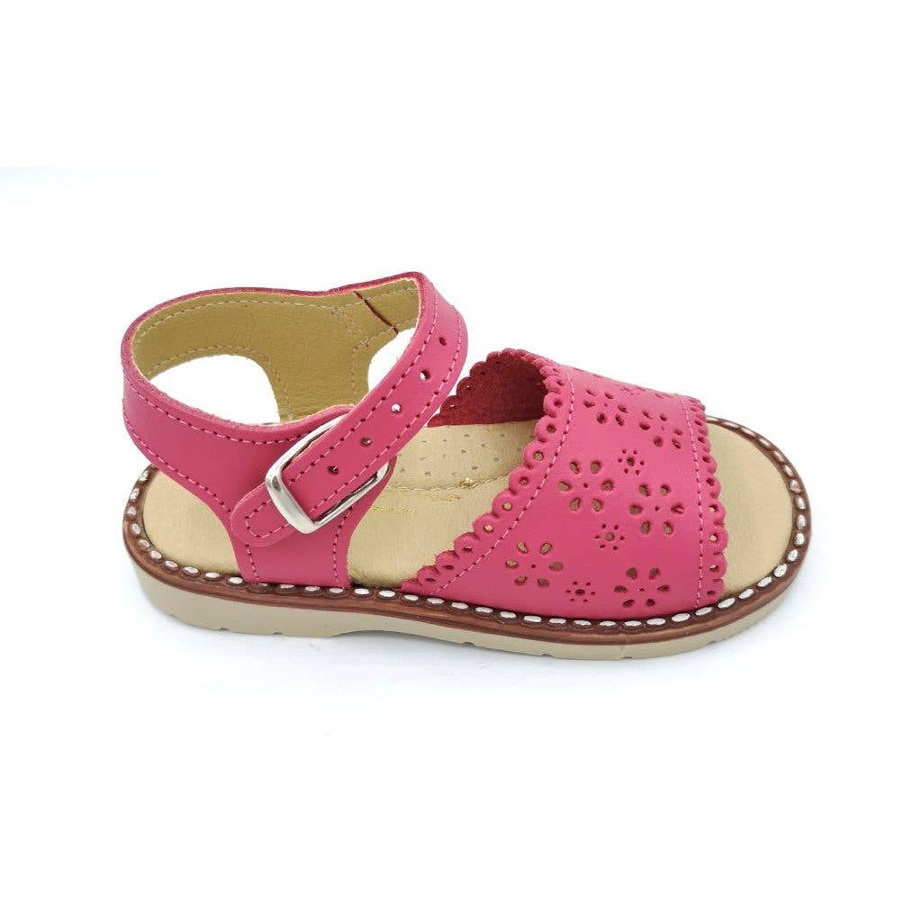 Aladino Classic Leather Sandals with Buckle, Fuchsia (EU 22 & 29)