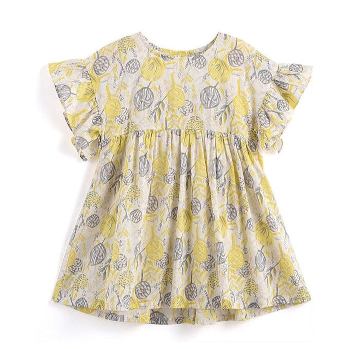 Yellow & Grey Nature Print Blouse | AIMAMA - CapuletKids