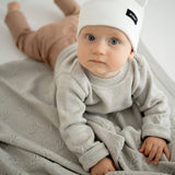 Children's hat made of knitted cotton, elastic! Made in PL: Beige / 3-5 yo