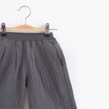 Grey Creped Wide Leg Pants