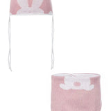 Baby hat and scarf BUNNY LILLA 100% cotton  6-12 month: Pink