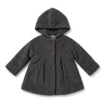 Charcoal grey hooded wool baby coat