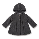 Charcoal grey hooded wool baby coat