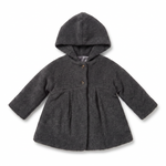Charcoal grey hooded wool baby coat