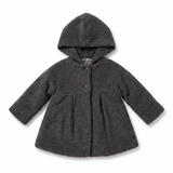 Charcoal grey hooded wool baby coat