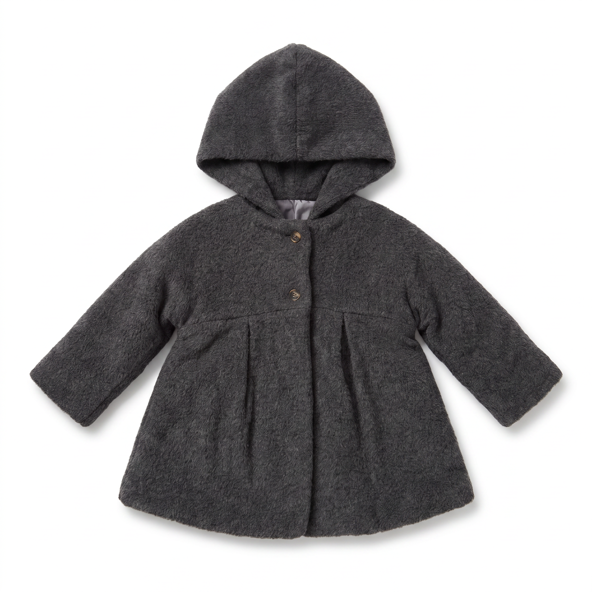 Charcoal grey hooded wool baby coat