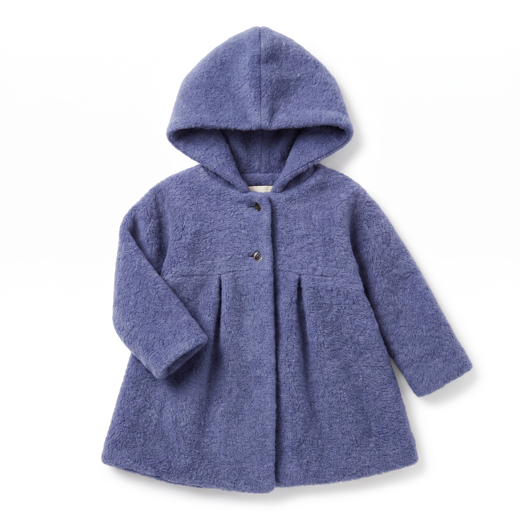 Periwinkle blue hooded wool baby coat