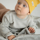 Children's hat made of knitted cotton, elastic! Made in PL: Beige / 3-5 yo