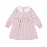 Dadati Girls Flannel Dress with Peter Pan Collar - Dusty Pink, front, flat on white