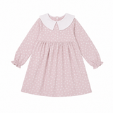 Dadati Girls Flannel Dress with Peter Pan Collar - Dusty Pink, front, flat on white