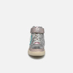 Shoo pom Glitter & Metallic Leather Sneakers, Silver
