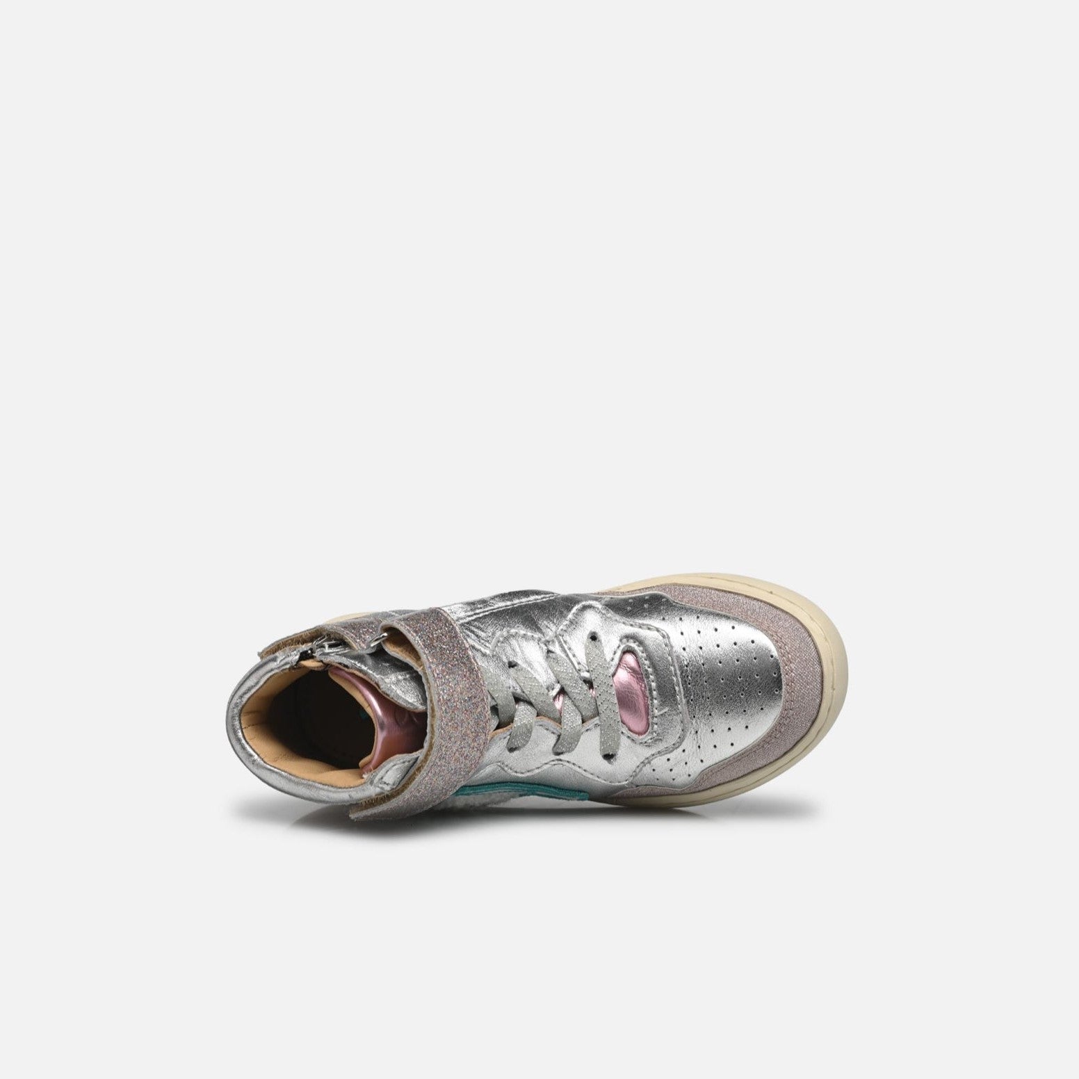 Shoo pom Glitter & Metallic Leather Sneakers, Silver