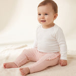 Pink ribbed leggings with frilled cuffs by Yell-oh, kids