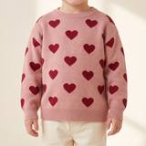 Pink knit sweater with red hearts by Konges Slojd, kids