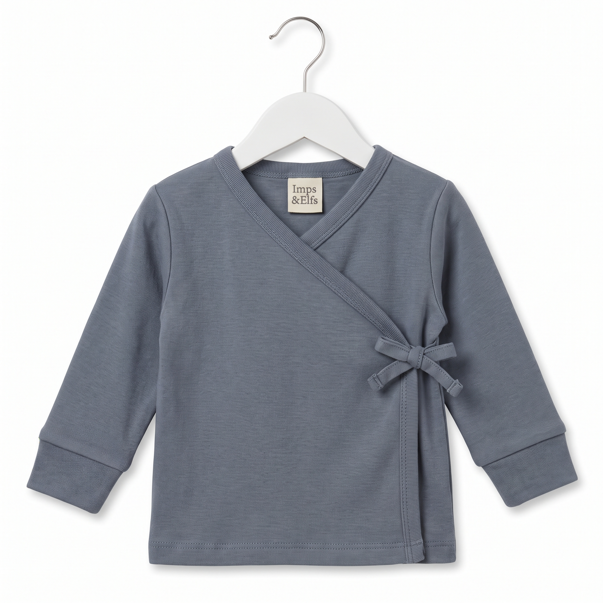 Imps & Elfs baby wrapover top, Steel Blue