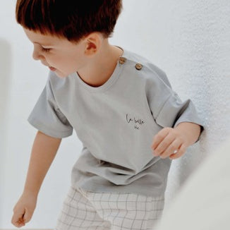 La Belle Vie Cotton Tee, Grey | ELI & NEV