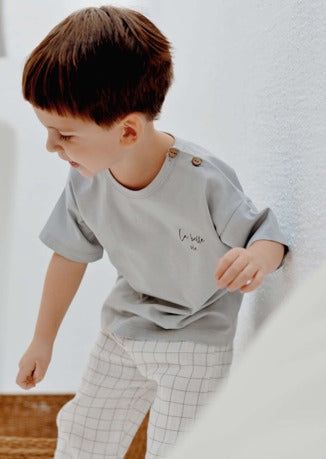 La Belle Vie Cotton Tee, Grey | ELI & NEV