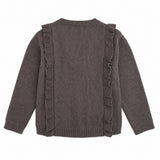 Tocoto Vintage Openwork Knit Cardigan with Ruffles, back view