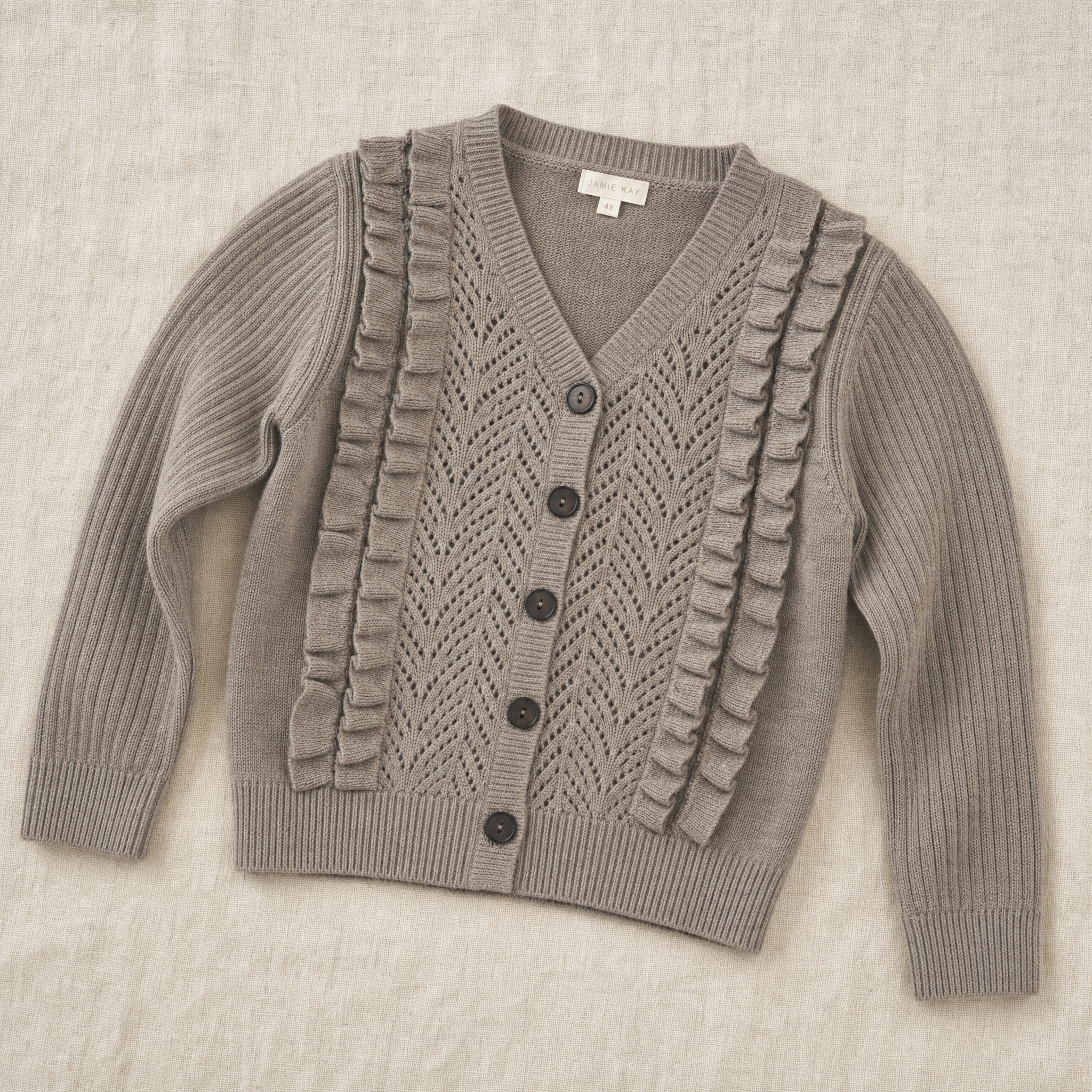 Knitted Cardigan Openwork with Flouces | TOCOTO VINTAGE (studio render 0)