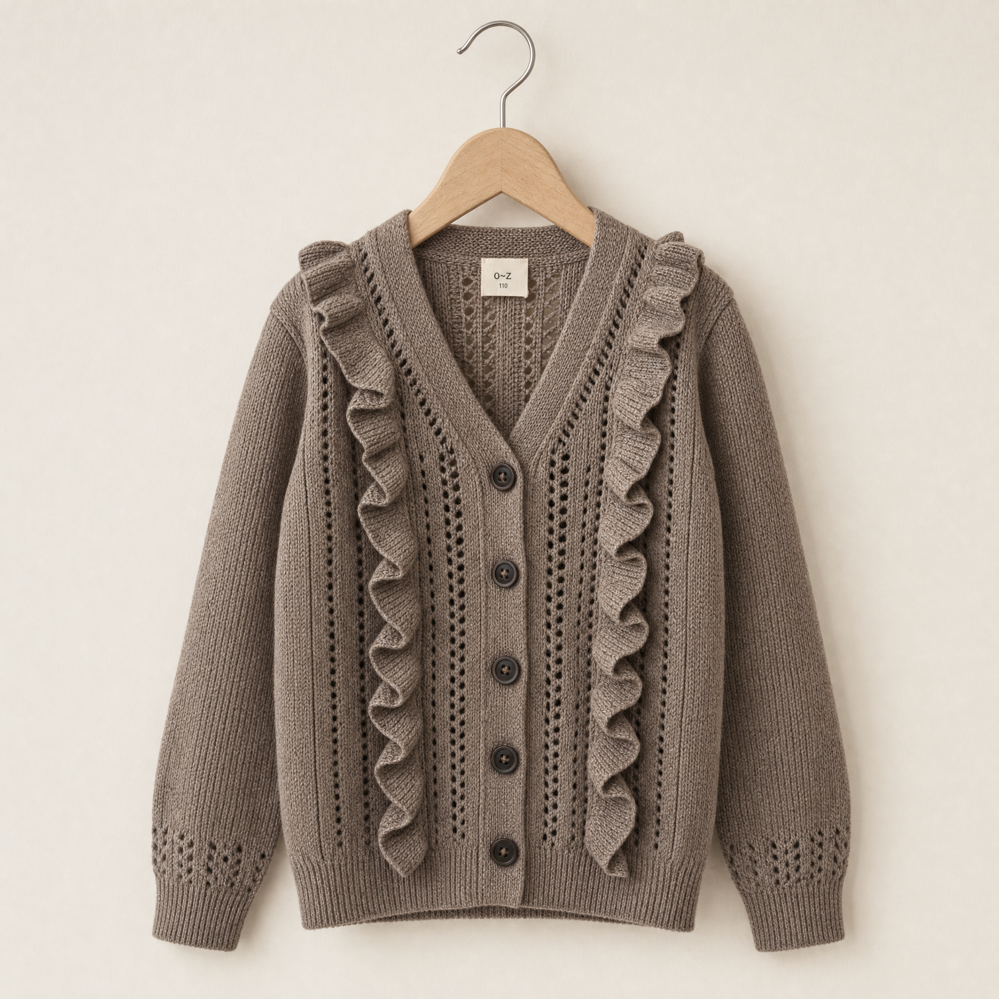 Knitted Cardigan Openwork with Flouces | TOCOTO VINTAGE (studio render 1)