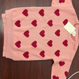 Pink knit sweater with red hearts by Konges Slojd, kids