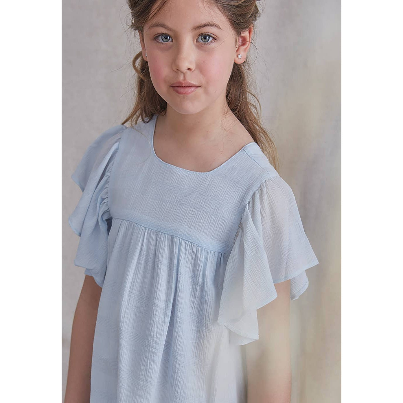 Dadati Light Blue Bambula Girl's Dress