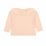 Tocoto Vintage Long Sleeve Ruffle Collar Baby Top - Pink, back view