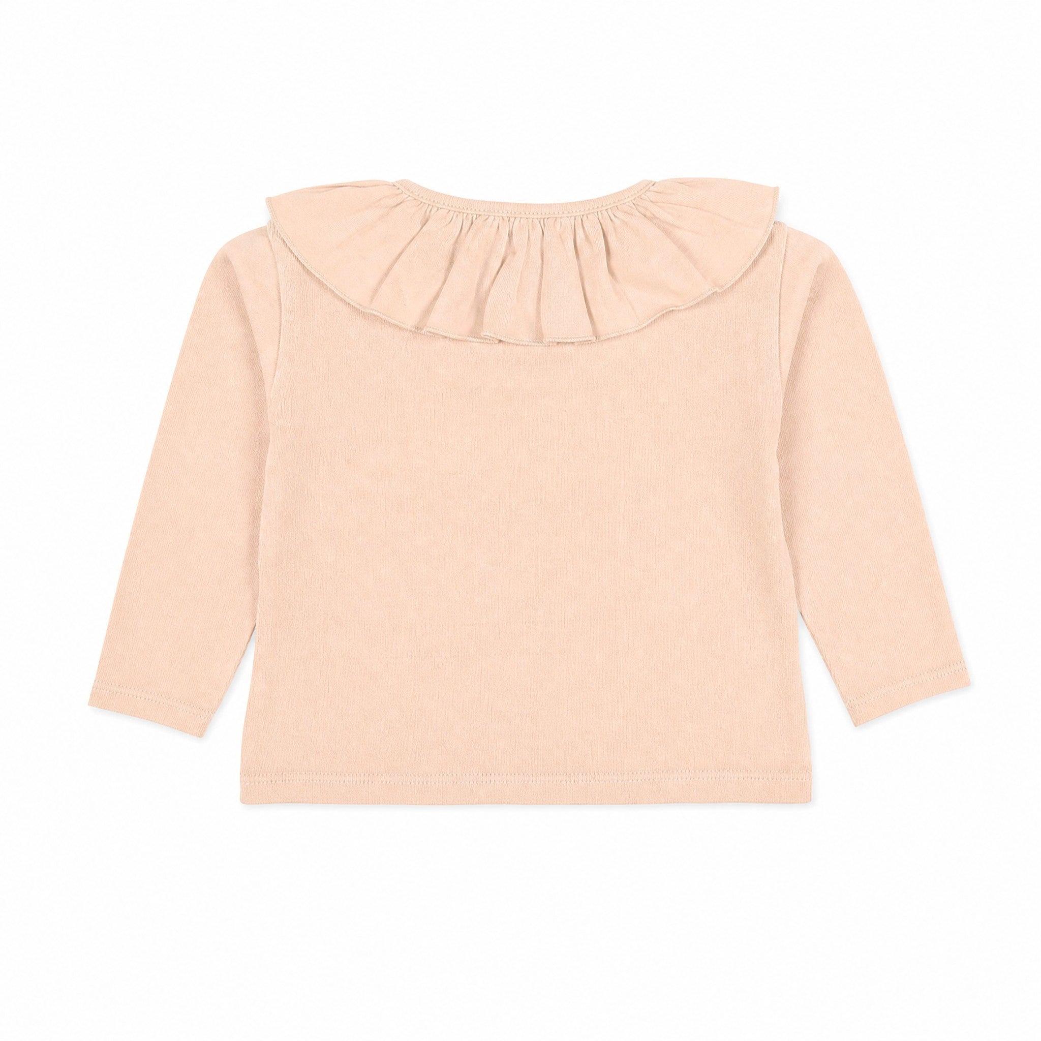 Tocoto Vintage Long Sleeve Ruffle Collar Baby Top - Pink, back view