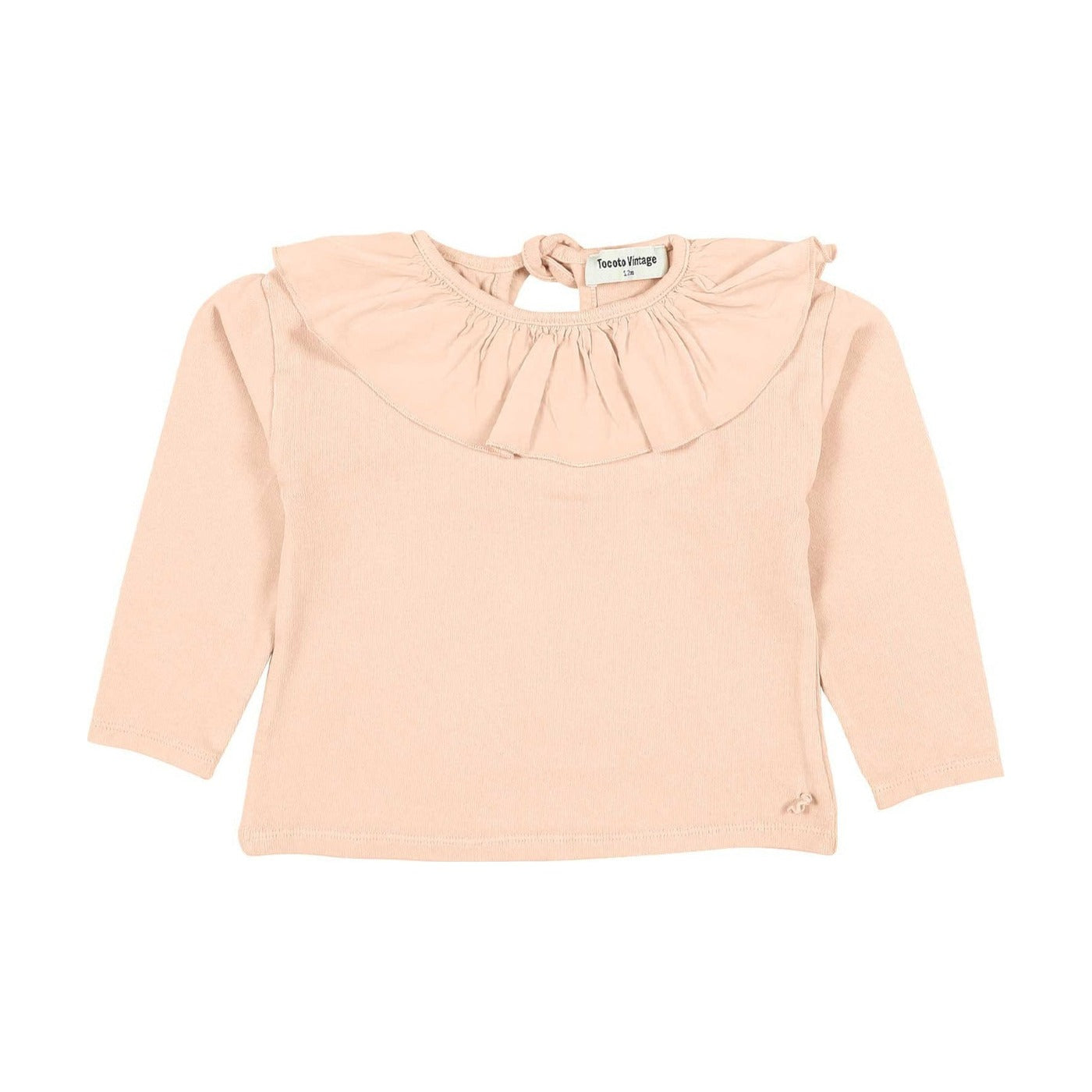 Tocoto Vintage Long Sleeve Ruffle Collar Baby Top - Pink