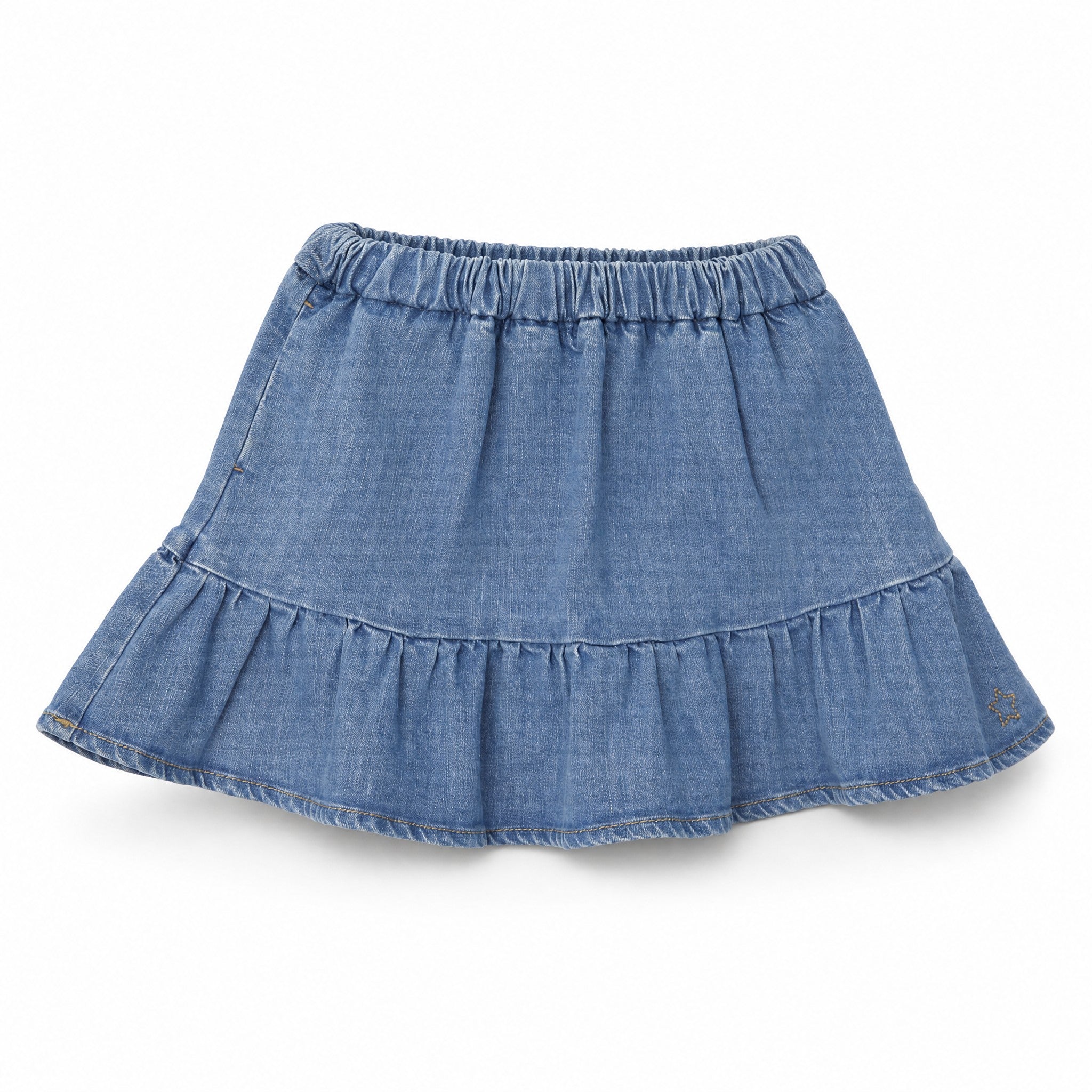 Tocoto Vintage Mini Denim Skirt, Blue, three quarter view