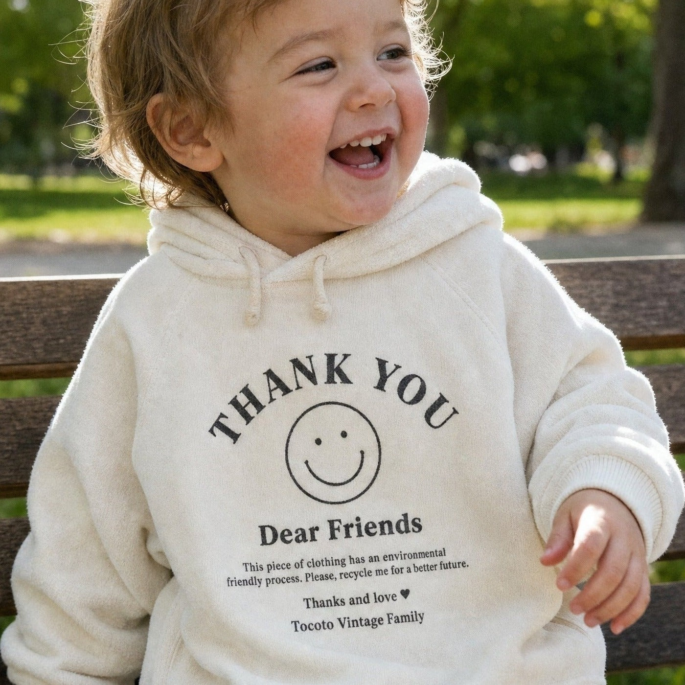 Tocoto Vintage Plush Baby Hoodie Off White
