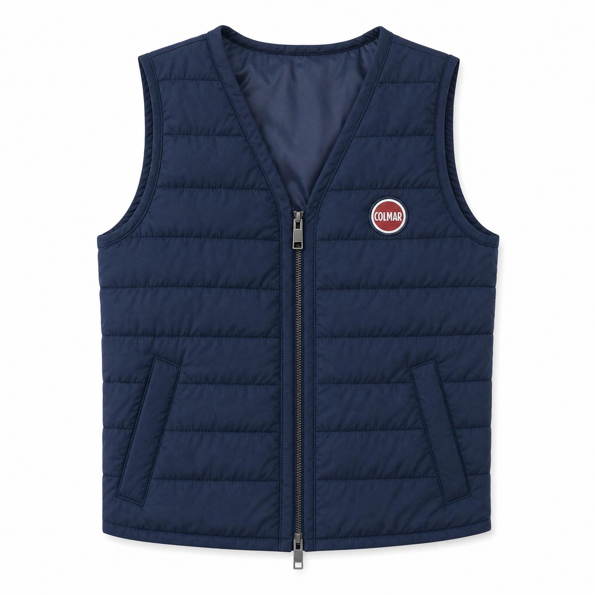 Colmar Padded Vest Navy, front, flat on white