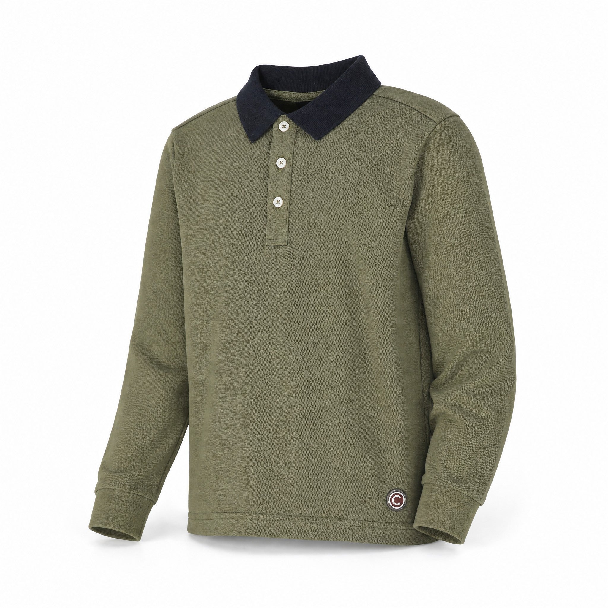 Colmar Pique Knit Polo, Khaki, three quarter view