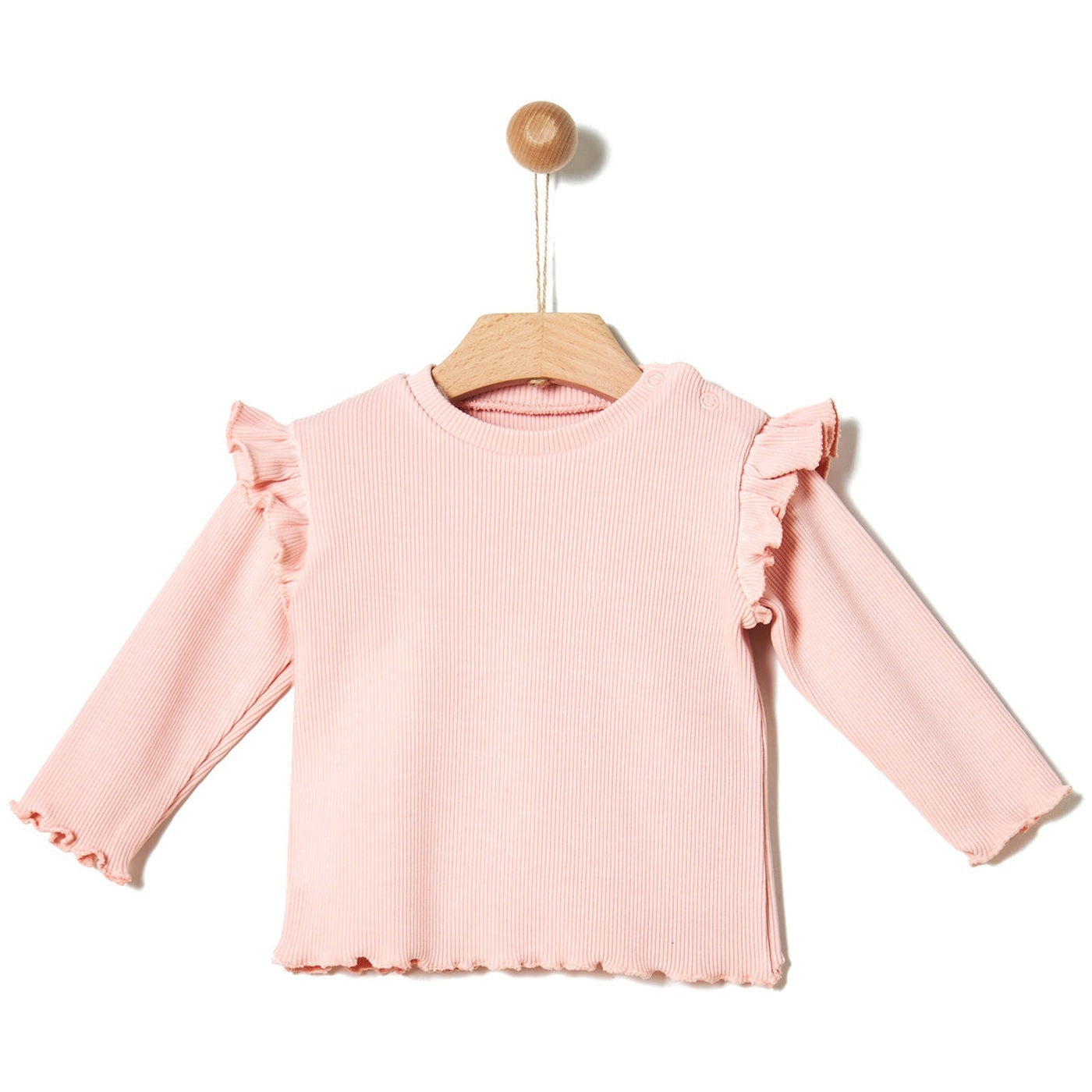Ribbed Frilled Blouse - Crystal Pink