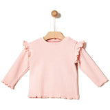 Ribbed Frilled Blouse - Crystal Pink
