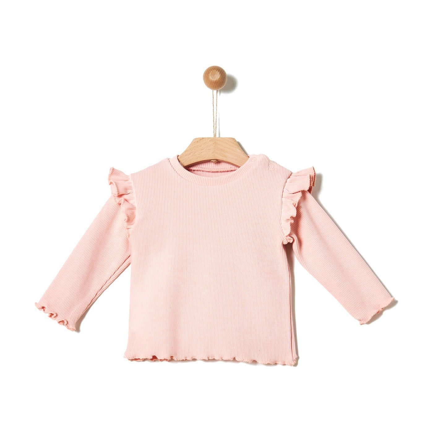 Yell-oh Ribbed Frilled Blouse - Crystal Pink