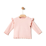 Yell-oh Ribbed Frilled Blouse - Crystal Pink