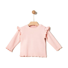 Yell-oh Ribbed Frilled Blouse - Crystal Pink