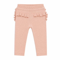 Yell-oh Ribbed Frilled Leggings Pink, front, flat on white
