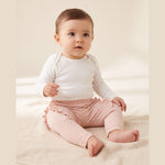 Yell-oh Ribbed Frilled Leggings Pink